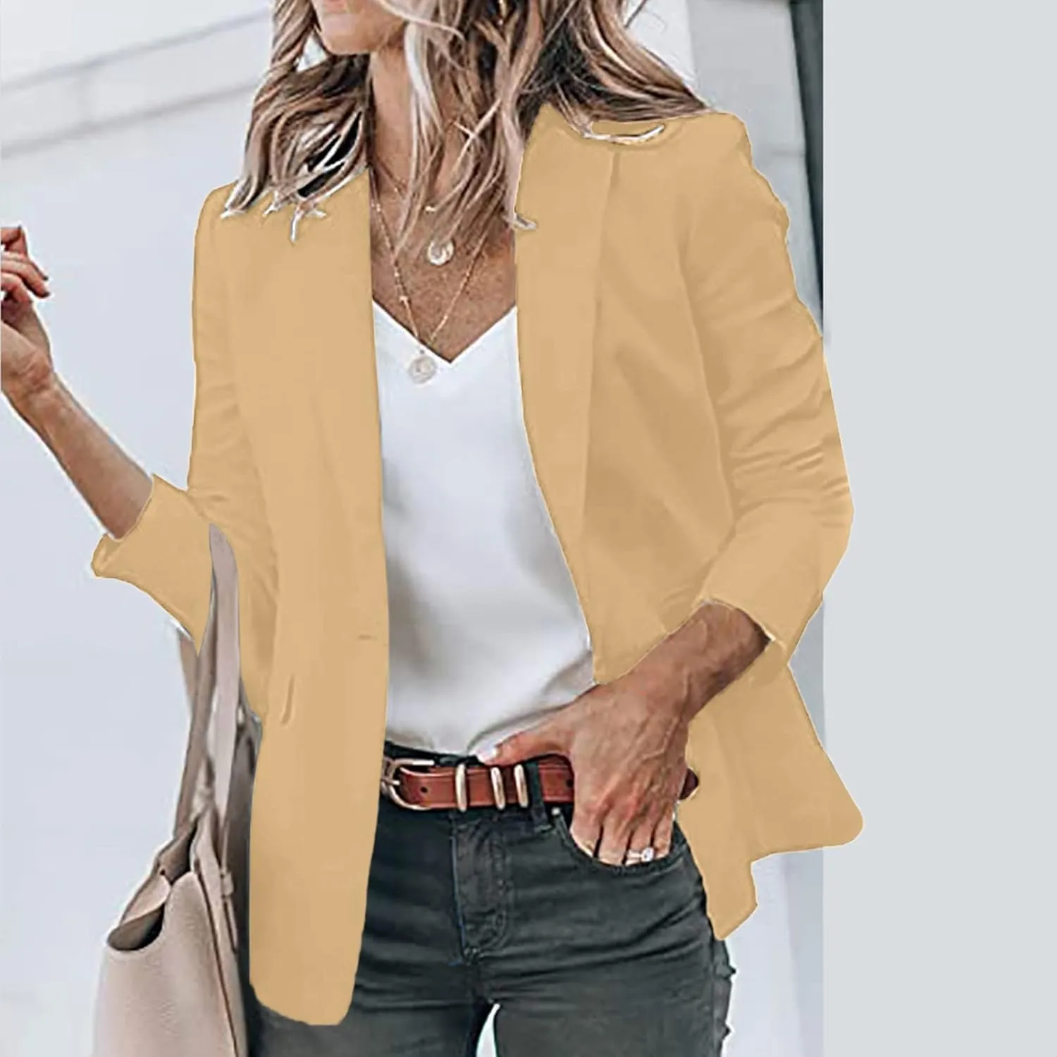 Blazer Jackets Women Open Front Suit Coats Long Sleeve Casual Work Office Blazers 2024 Trendy Business Dress Cardigan