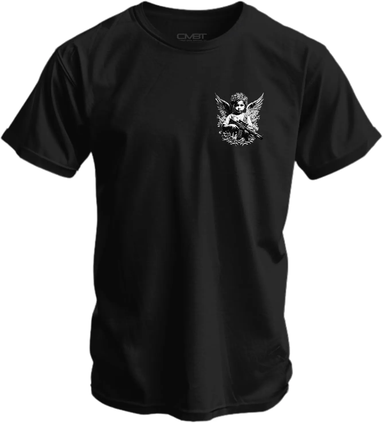 Combat Iron Men's Graphic T-Shirt | Armed Guardian Angel | Cotton-Poly Blend | Athletic Fit, Tagless Comfort