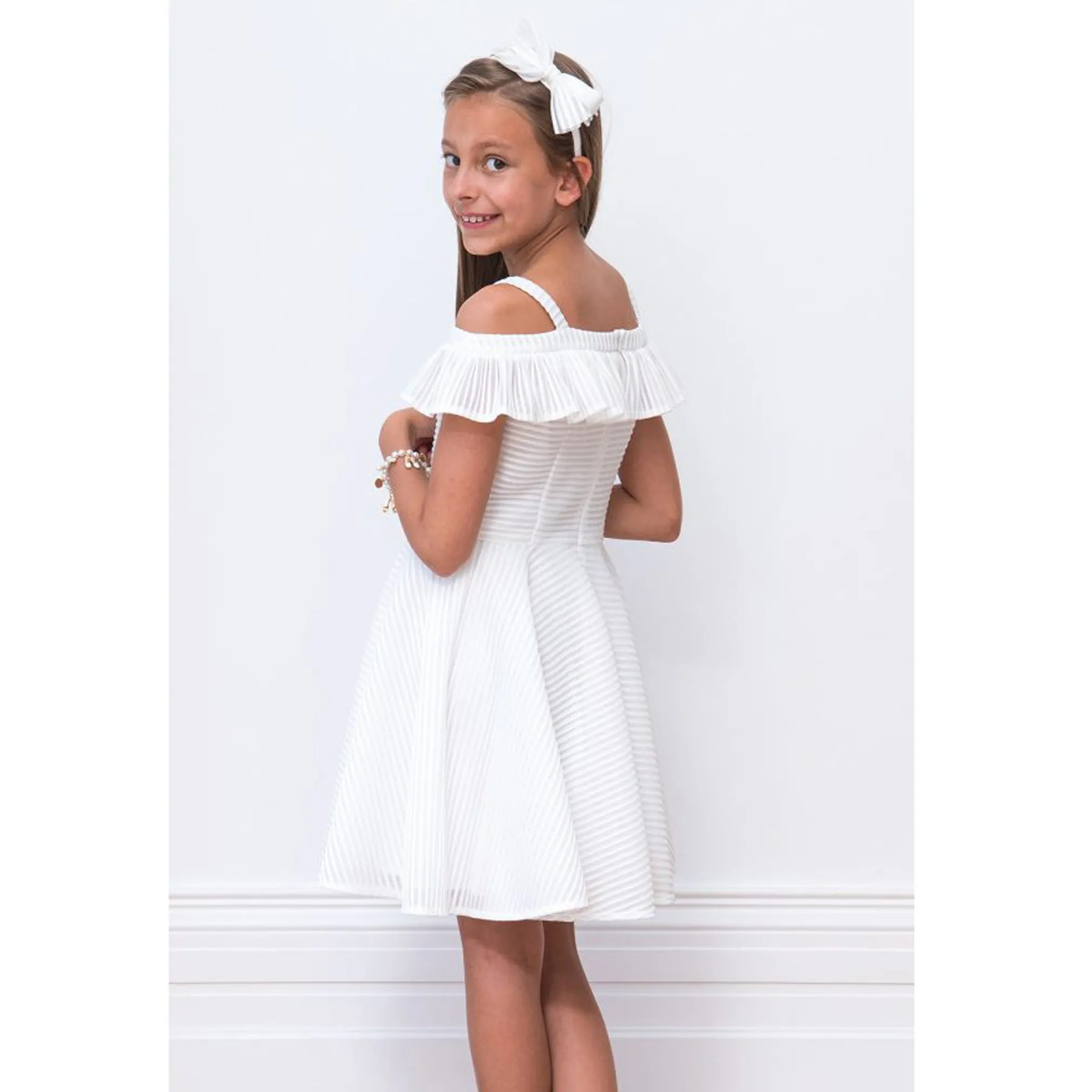 David Charles Ivory Ruffle Bridesmaid Dress