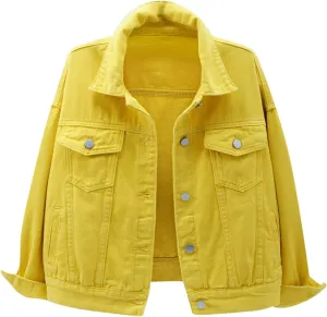 Denim Jacket for Women Cargo Pocket Cropped Jean Jackets Oversized Trucker Shacket Relaxed Fit Casual Jean Jacket