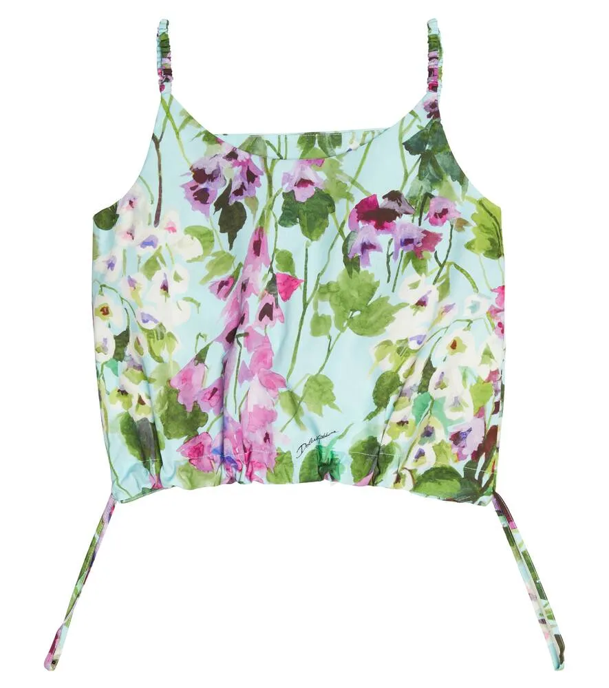 Dolce&Gabbana Floral Cotton Crop Top, Multicolor