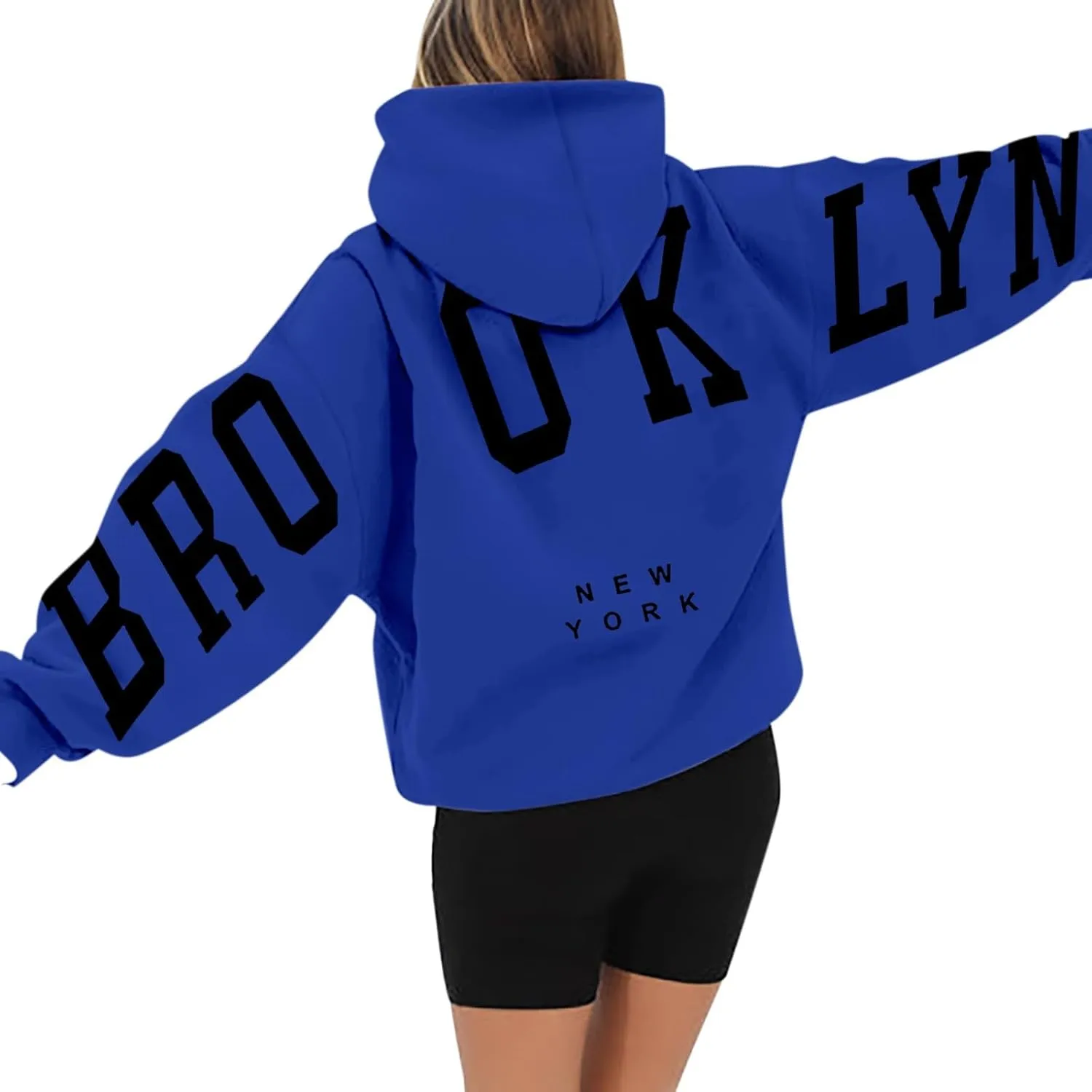 Fall Clothes 2024 Trendy Outfits Letter Printed Hoodie V Neck Fleece Sweatshirts Oversized Sweatshirt for Women