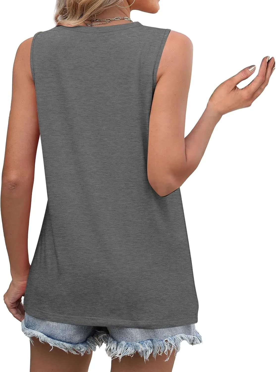 Funny Pleated Geometry Tank Tops Women Summer Sleeveless Crewneck Tunic T-Shirt Comfy Casual Loose Fit Beach Blouse