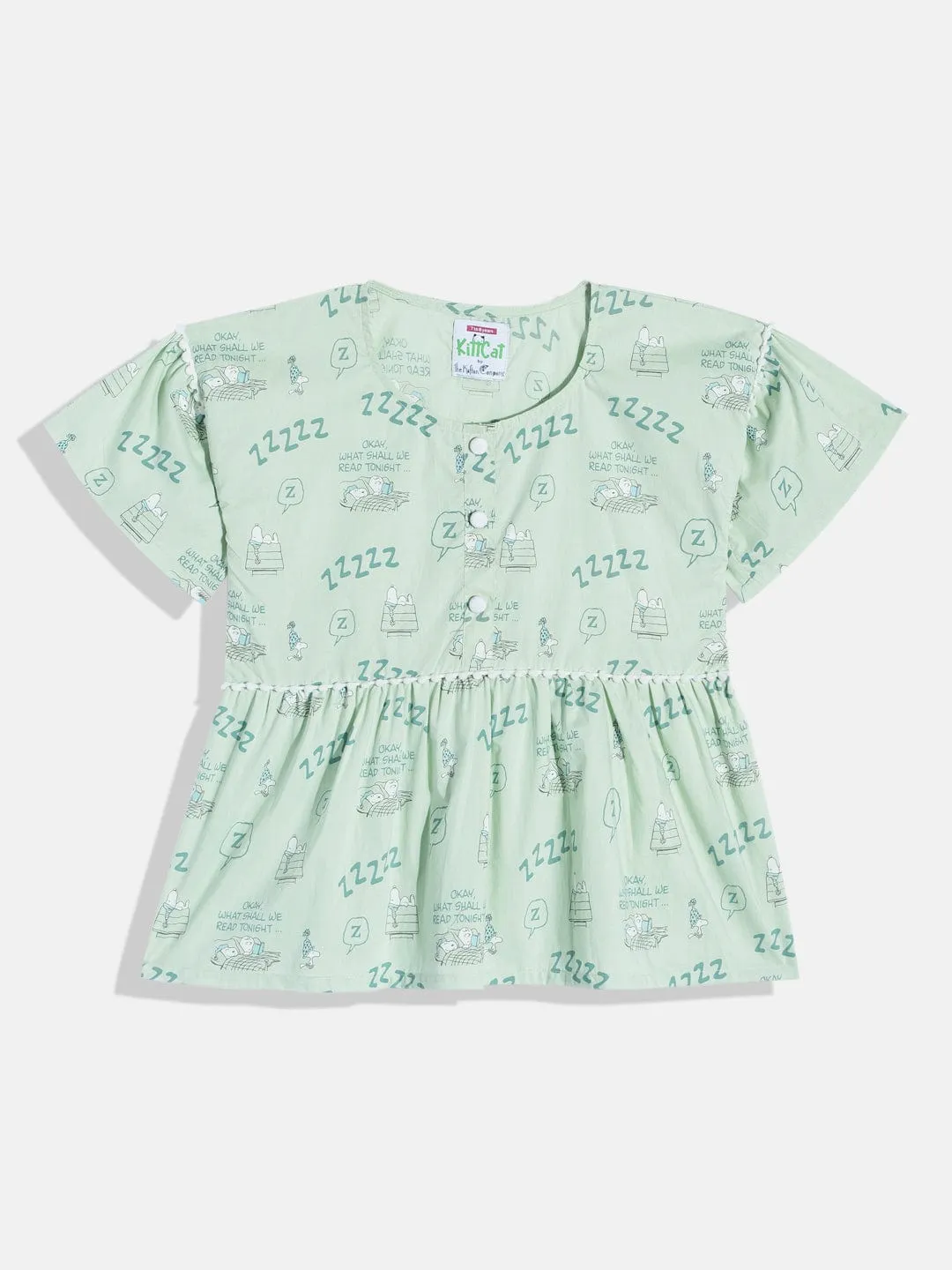 Girls Green Peplum Kimono Pyjama Set