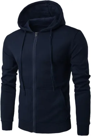 Lightwight Hooded Jackets for Men Loose Sport Long Sleeve Zip Up Drawstring Outwear Casual Solid Color Pockets Coats