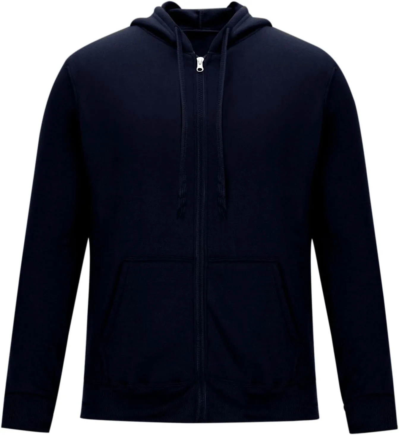 Lightwight Hooded Jackets for Men Loose Sport Long Sleeve Zip Up Drawstring Outwear Casual Solid Color Pockets Coats