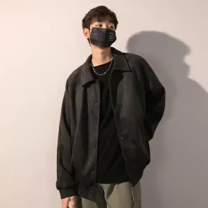 Men's Autumn Winter Suede Bomber Coat Autumn Top Jacket