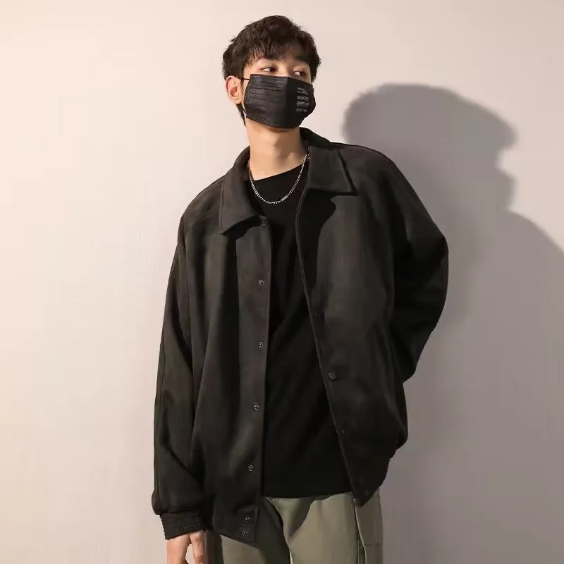 Men's Autumn Winter Suede Bomber Coat Autumn Top Jacket
