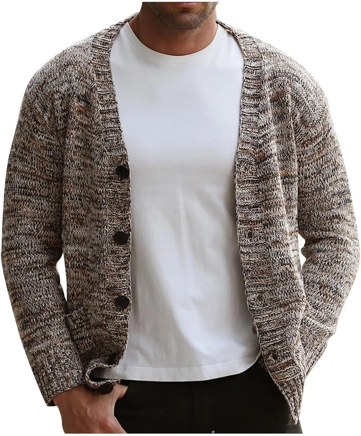Men's Cardigan Sweaters Cable Knit Sweater Button Down Cardigan Color Block Sweater Open Front Cardigan Fashion Jackets