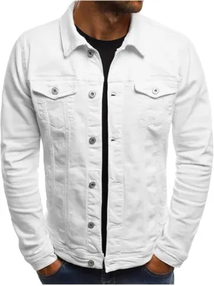 Mens Casual Denim Jackets Long Sleeve Button Down Shirts Loose Fit Lightweight Shacket Jackets Denim Shirt with Pockets