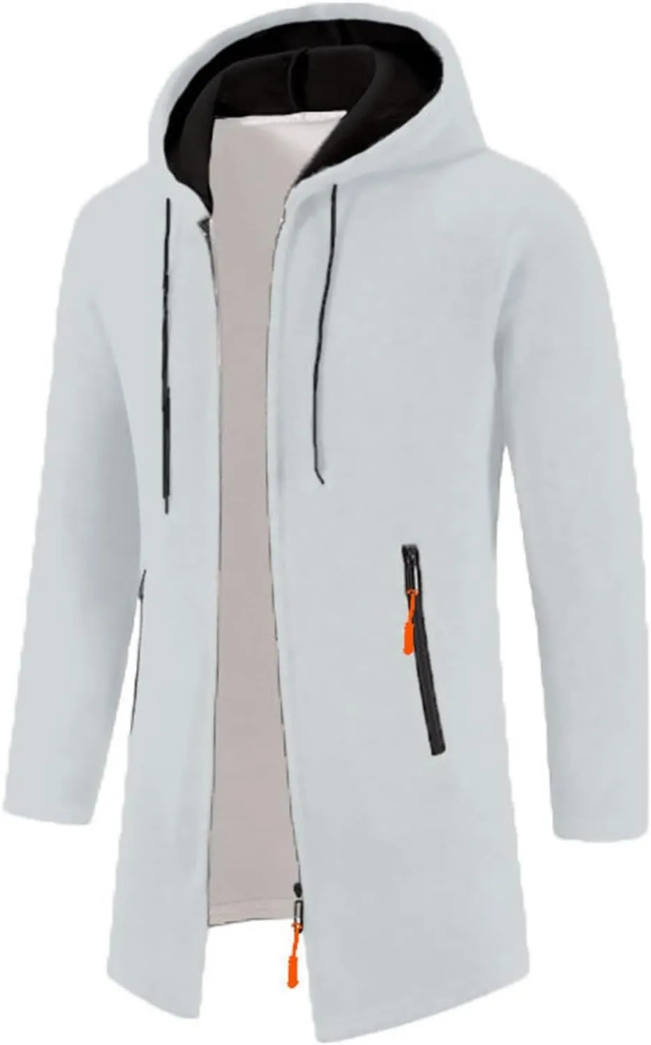 Mens Long Cardigan Jacket Thermal Loose Fit Casual Coat Hooded Drawstring Warm Sweaters Fashion Knitted Jackets