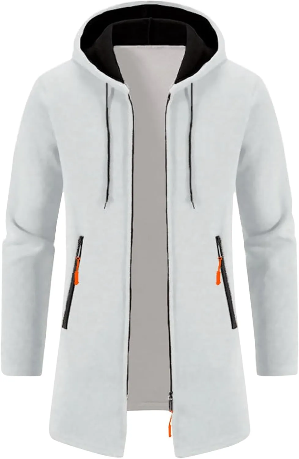 Mens Long Cardigan Jacket Thermal Loose Fit Casual Coat Hooded Drawstring Warm Sweaters Fashion Knitted Jackets