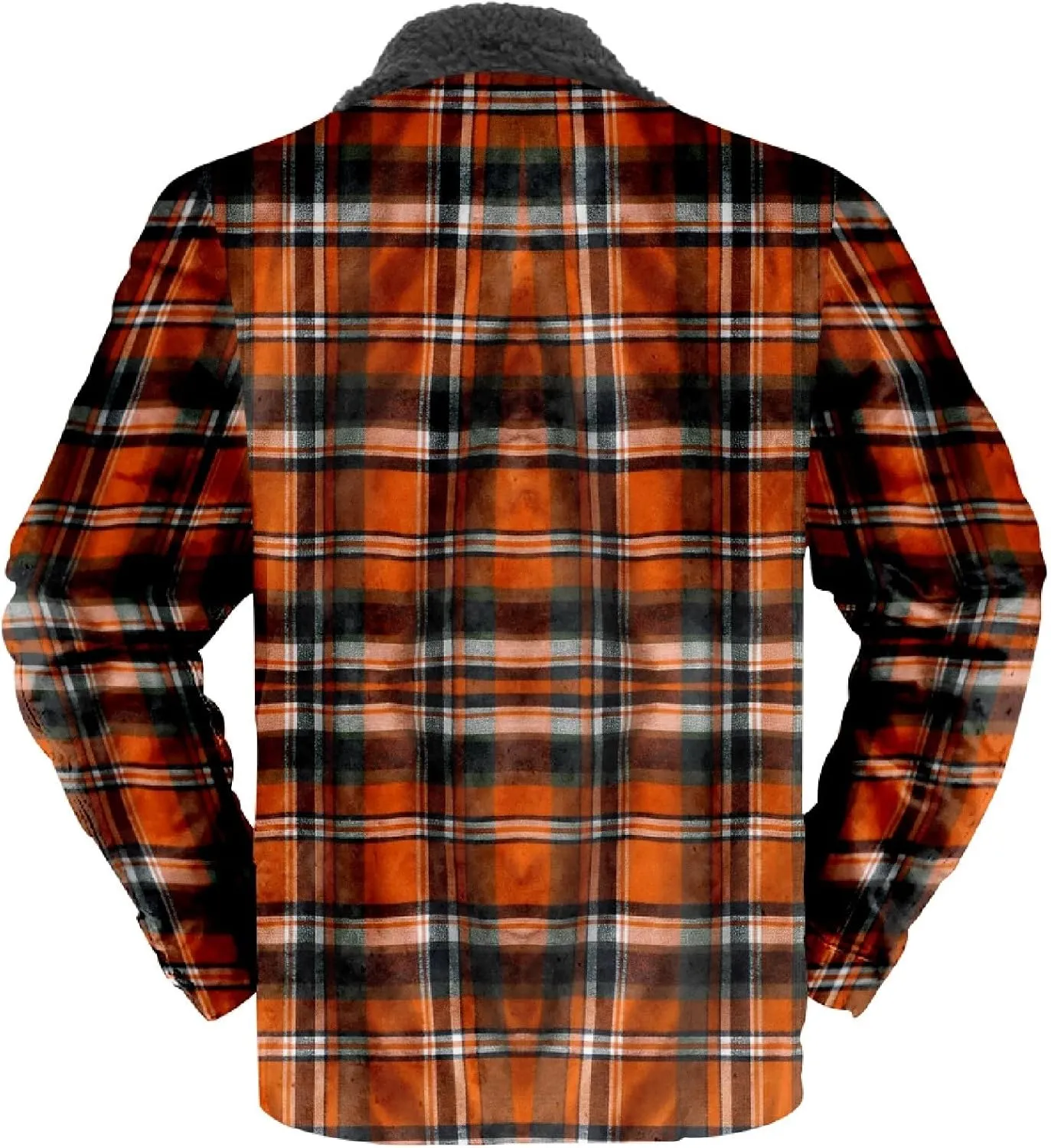 Mens Long Sleeve Sherpa Lined Plaid Flannel Shirt Jacket Hoodies Fleece Coat Fall Winter Windproof Warm Jackets