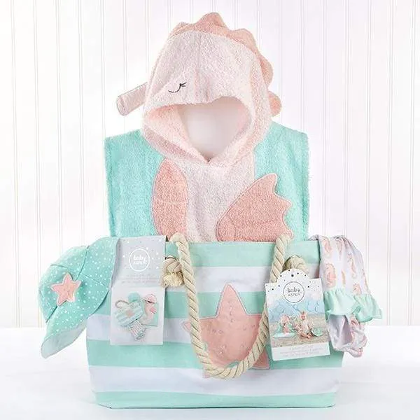 Seahorse 4-Piece Beach Gift Set with Canvas Tote for Mom