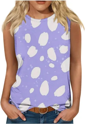 Tank Tops for Women 2025 Loose Printed Crewneck Sleeveless Casual Shirts Trendy Beach Hawaiian Summer Camisole Tank