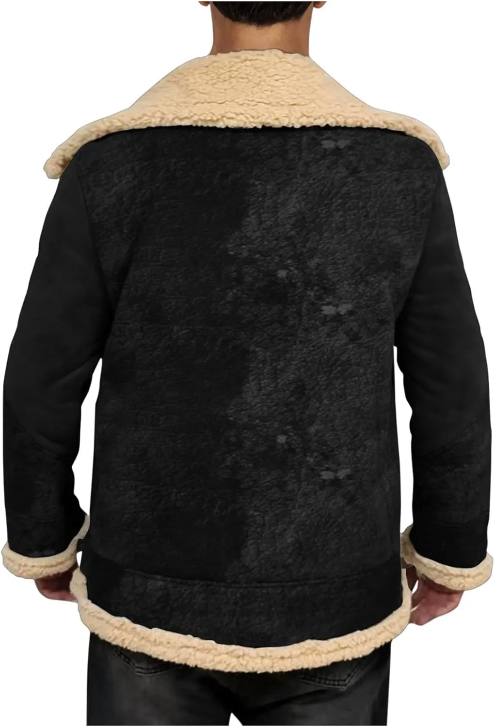 Winter Coats for Men Fleece Lined Suede Jacket Full Zip Lapel Collar Trucker Jackets with Pockets