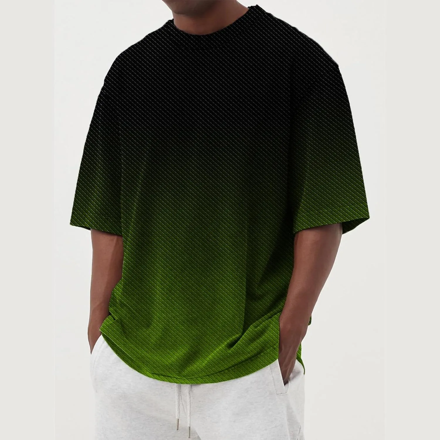 Ymosrh Men's Gradient Color Shirt Short Sleeve Summer Casual Crewneck Basic Tee Shirts Fashion, S-4XL