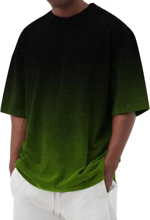 Ymosrh Men's Gradient Color Shirt Short Sleeve Summer Casual Crewneck Basic Tee Shirts Fashion, S-4XL