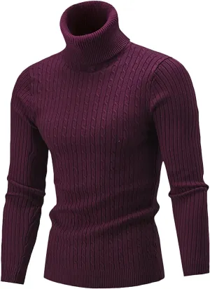 Ymosrh Men's Turtleneck Sweater Slim Fit Lightweight Long Sleeve Casual Knitted Pullover Basic Sweaters Thermal Tops