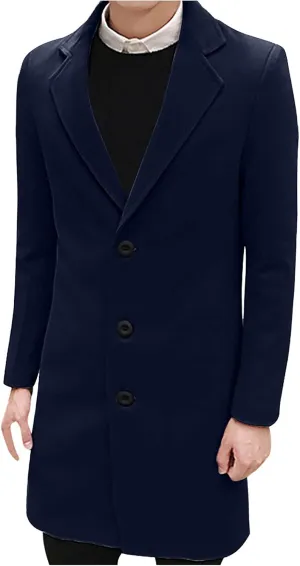 Ymosrh Varsity Jacket Men Formal Single Breasted Figuring Overcoat Long Wool Warm Jacket Outwear Motorcycle